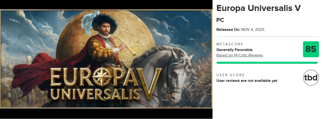 富旺配资 《欧陆风云5》M站均分85！IGN8分好评称未来可期